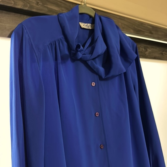 Givenchy Style, Vintage Blouse, Cobalt Blue, Size 18 - Picture 7 of 10